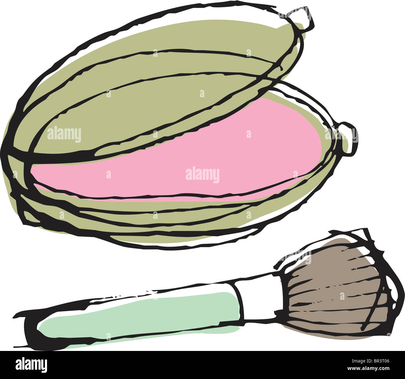 Blush compact and a brush Stock Photo Alamy