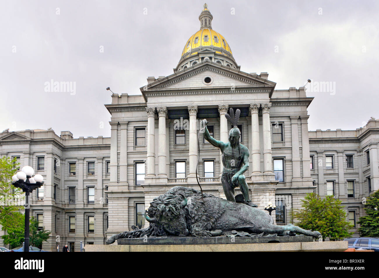 Closing Era Statue at State Capitol Building Denver Colorado Stock