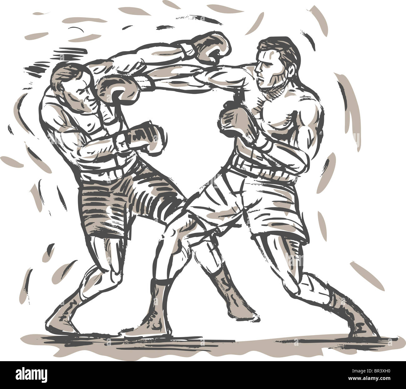 hand sketched drawing of two boxers punching Stock Photo Alamy