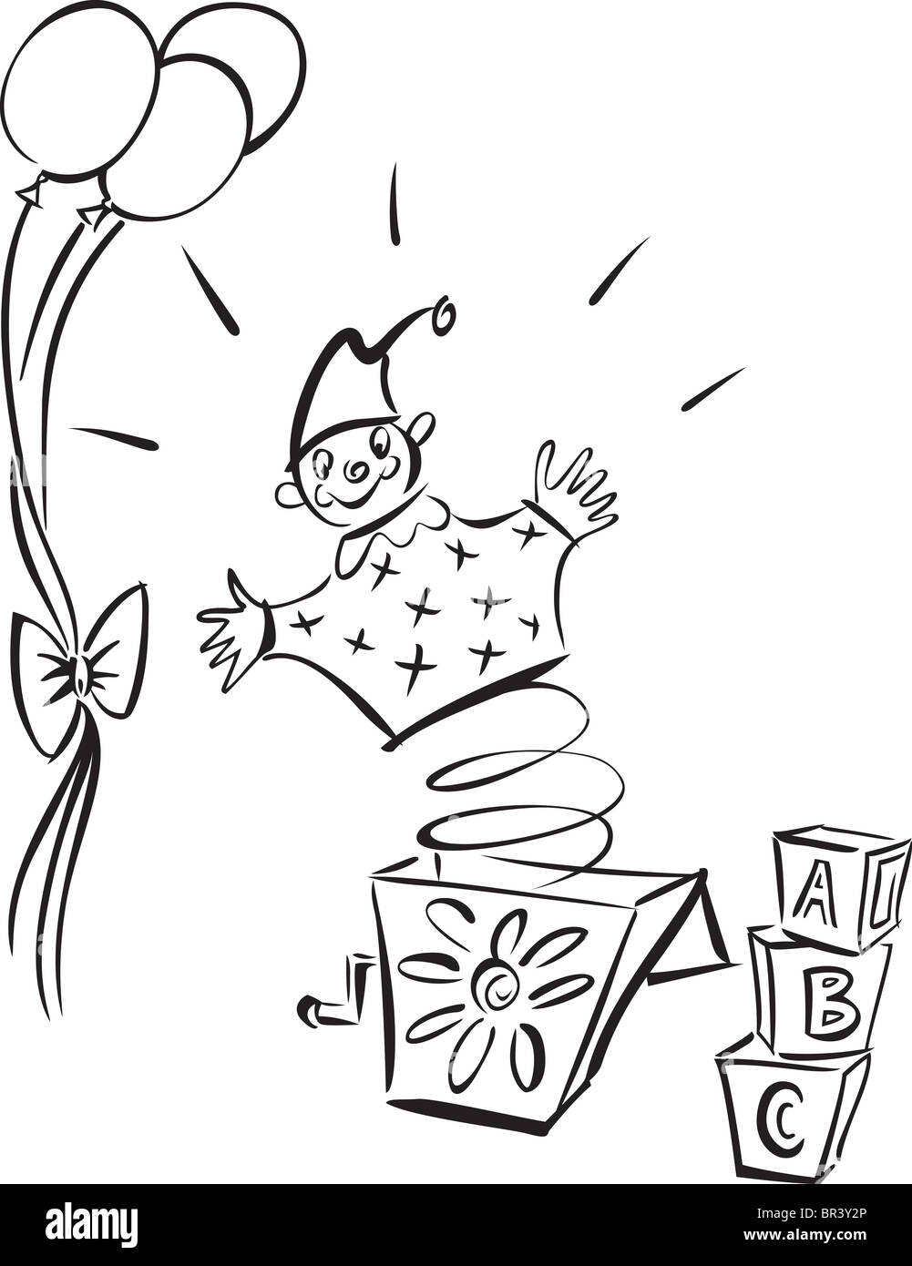 A jack in the box and alphabet blocks hires stock photography and