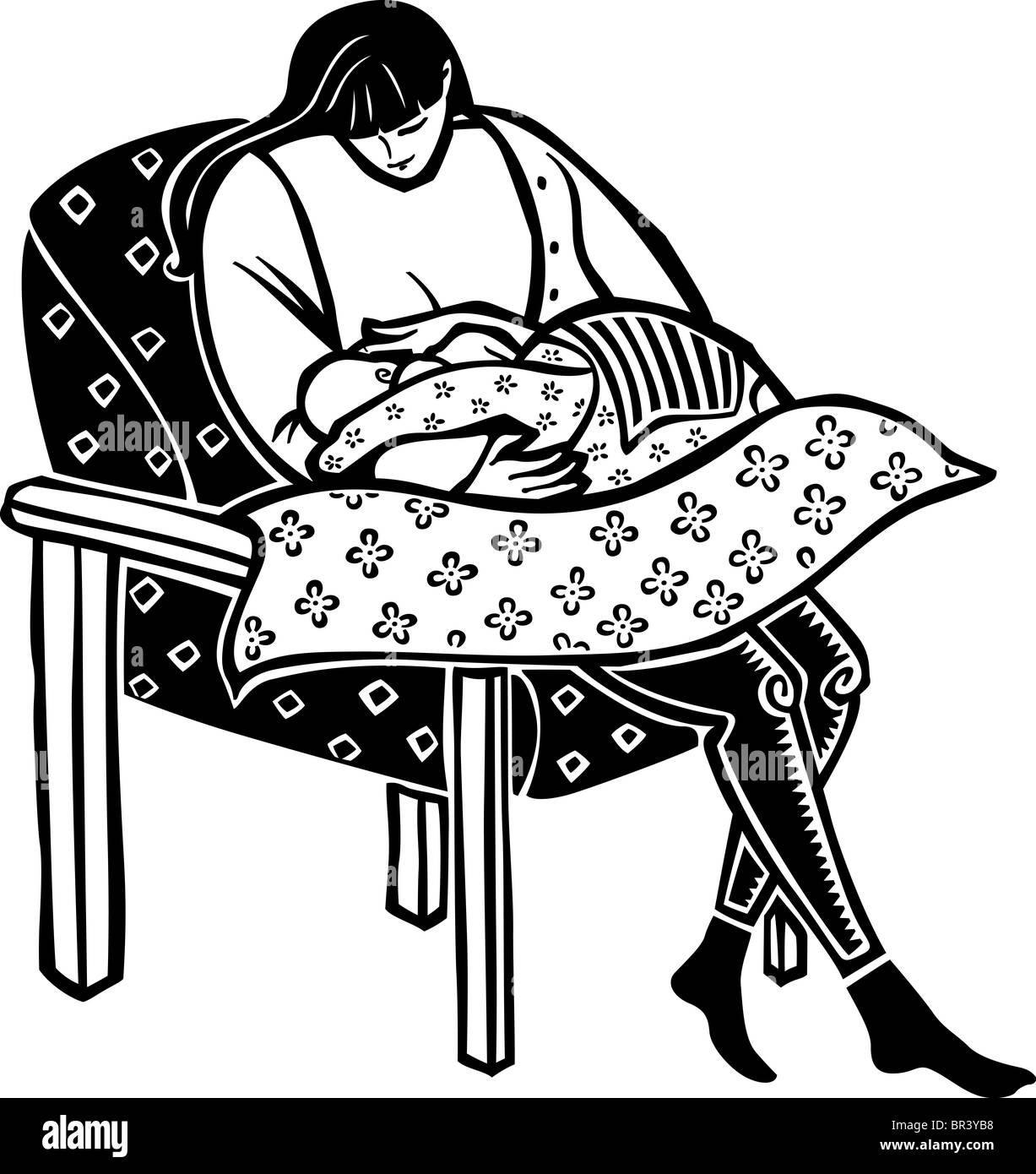 A woman breastfeeding her baby Stock Photo