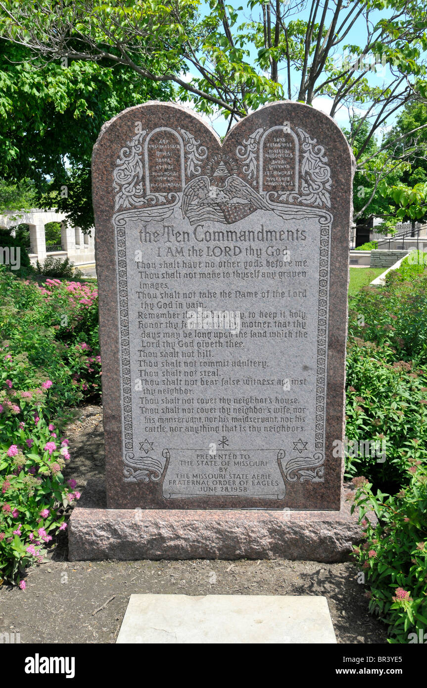 Ten Commandments Memorial State Capitol Jefferson City Missouri Stock Photo