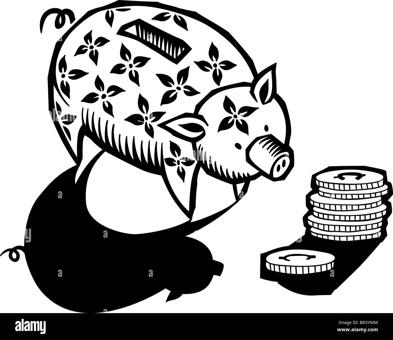 A piggy bank and a stack of coins Stock Photo - Alamy