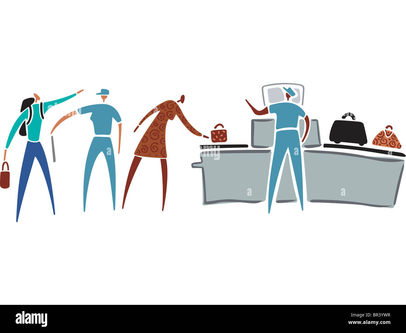 Travelers having their luggage xrayed Stock Photo Alamy