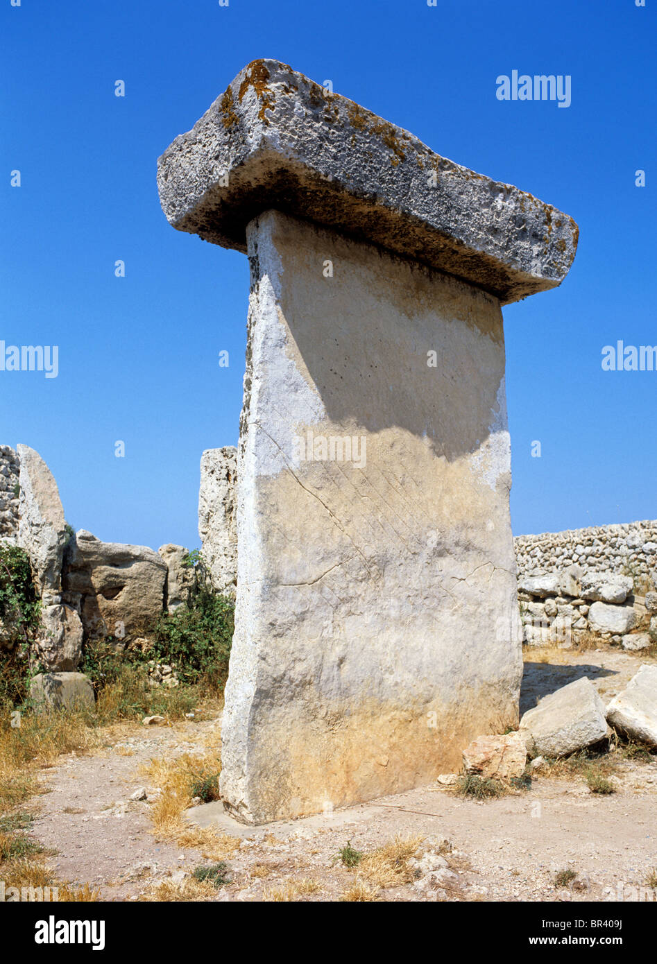 Taula de Trepuco - Prehistoric stone monolith near Villa Carlos Stock Photo