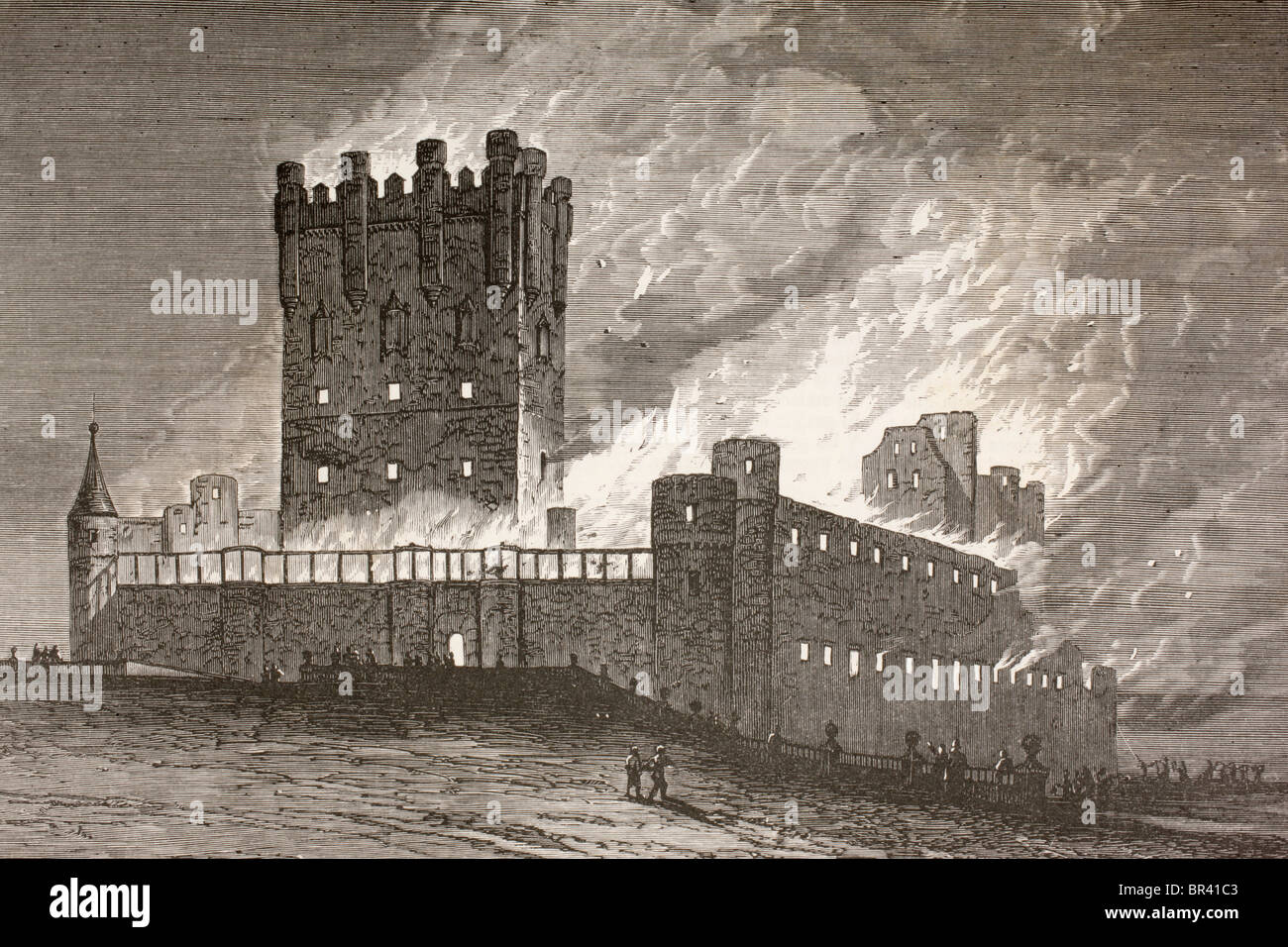 Segovia, Spain. The fire in the Alcazar on March 6, 1862. Stock Photo