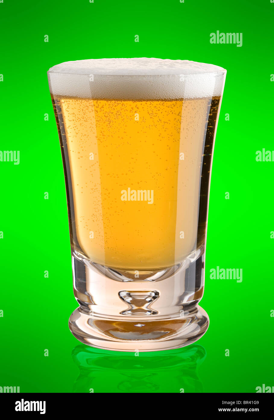 lager on a green background Stock Photo