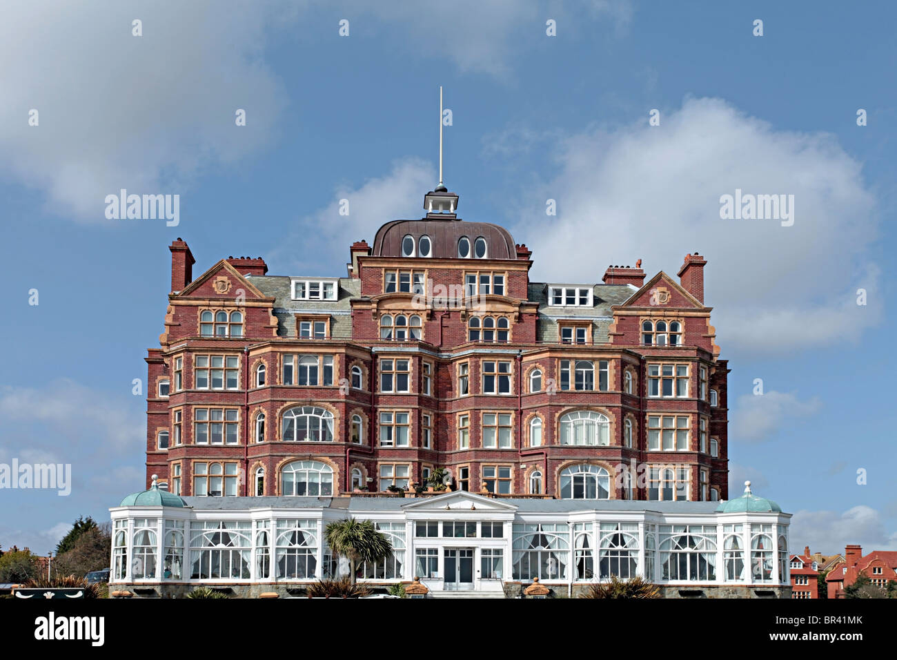 A grand and elegant seafront hotel building in Folkestone, Kent, UK. Stock Photo