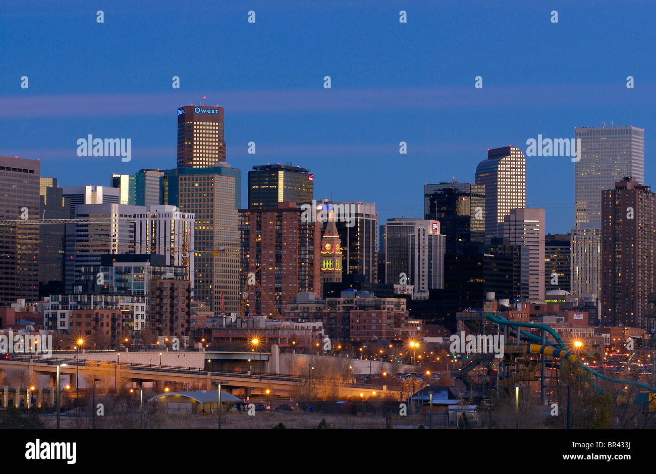 Denver, Colorado at dusk. Stock Photo