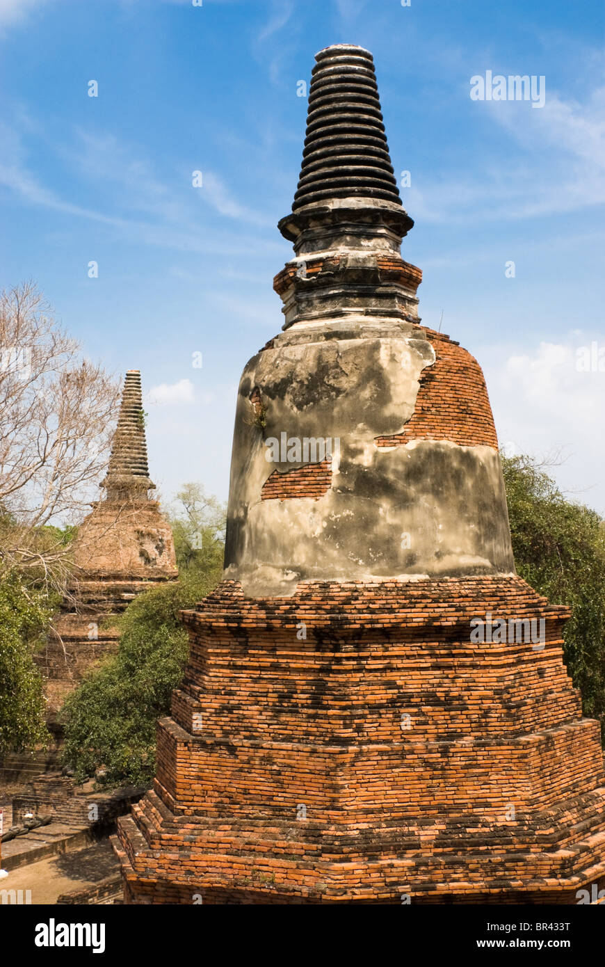 Temple ruin Wat Rajabura, Ayuthaya, Thailand Stock Photo