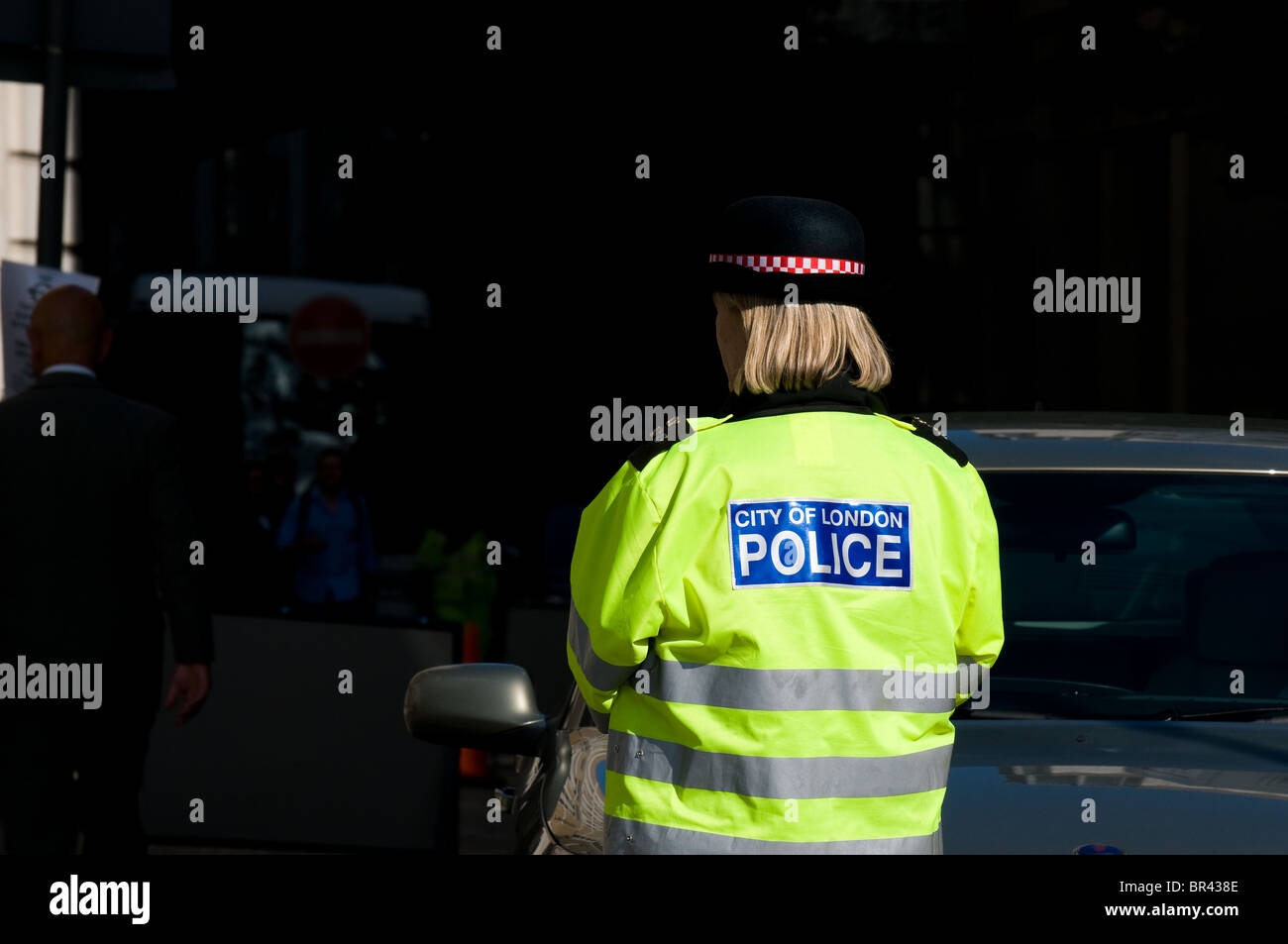 A City of London female police officer on duty. Stock Photo