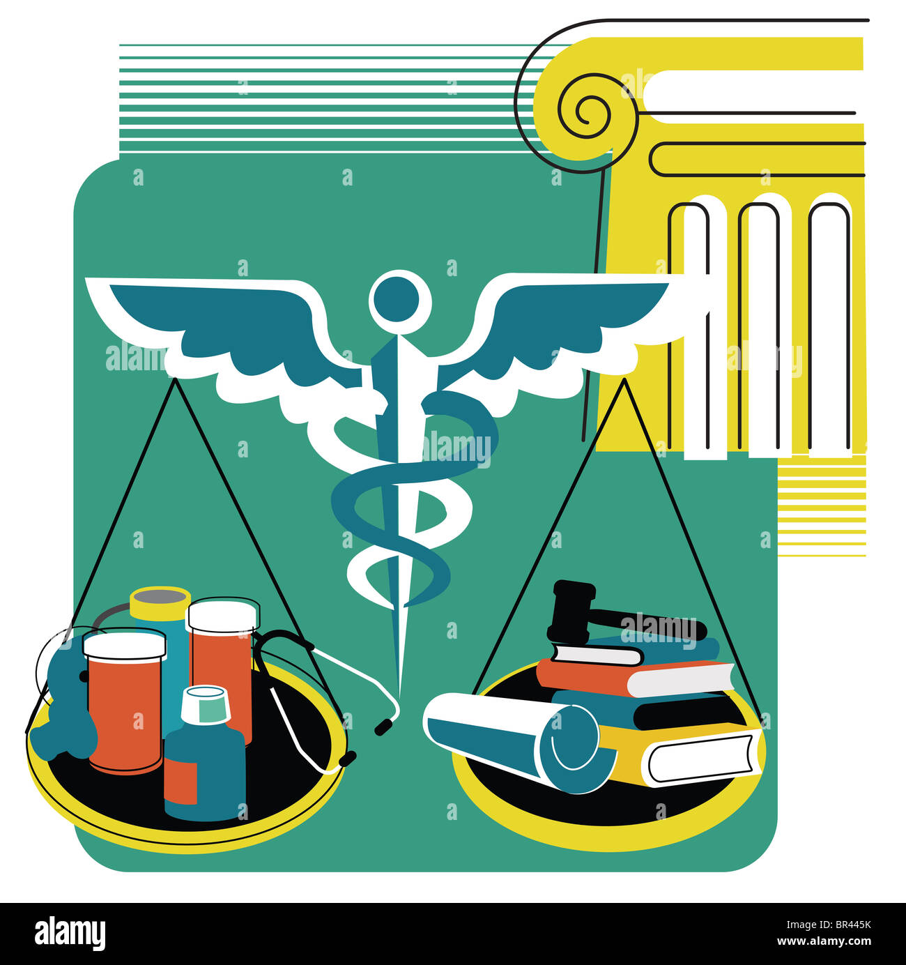 Collage depicting medical law and the scales of justice Stock Photo Alamy