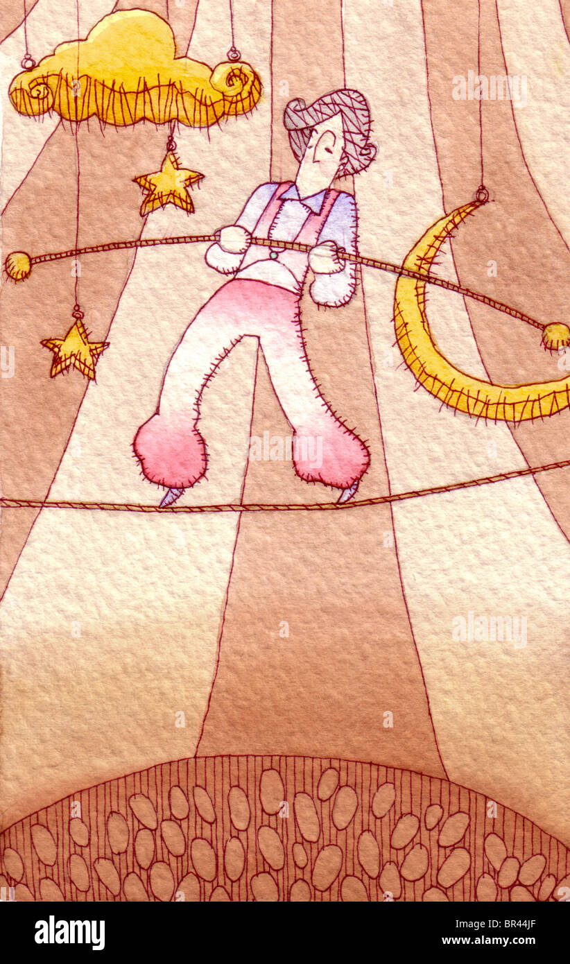 Circus tightrope walker illustration hi-res stock photography and ...