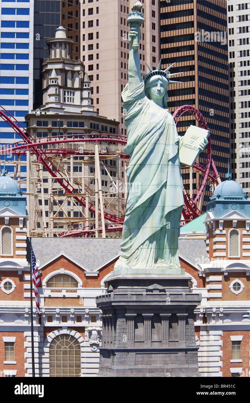 Replica of the Statue of Liberty in front of the New York New York
