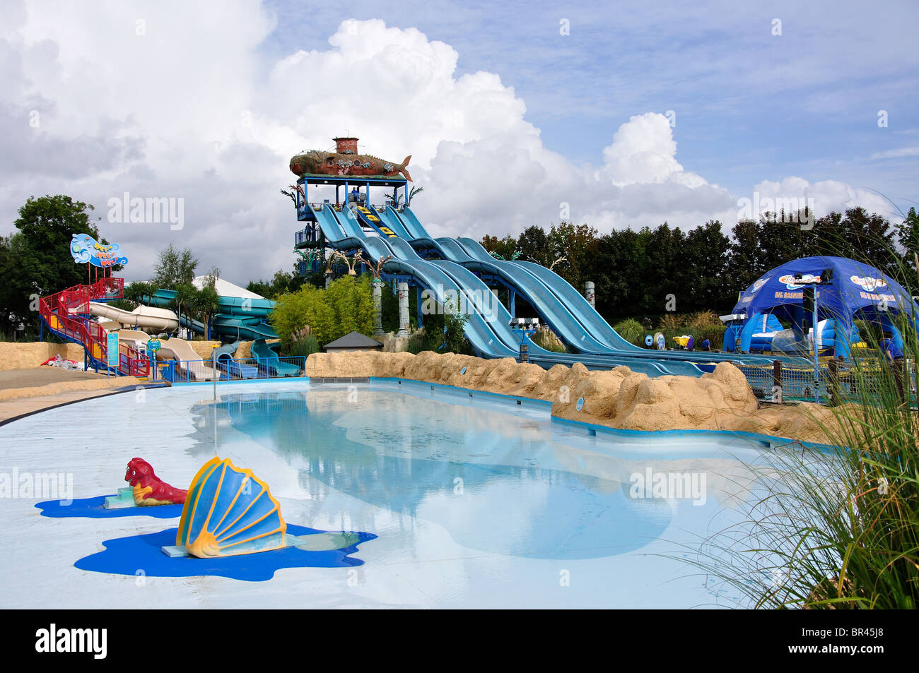 Depth Charge water slide, Thorpe Park Theme Park, Chertsey, Surrey, England, United Kingdom