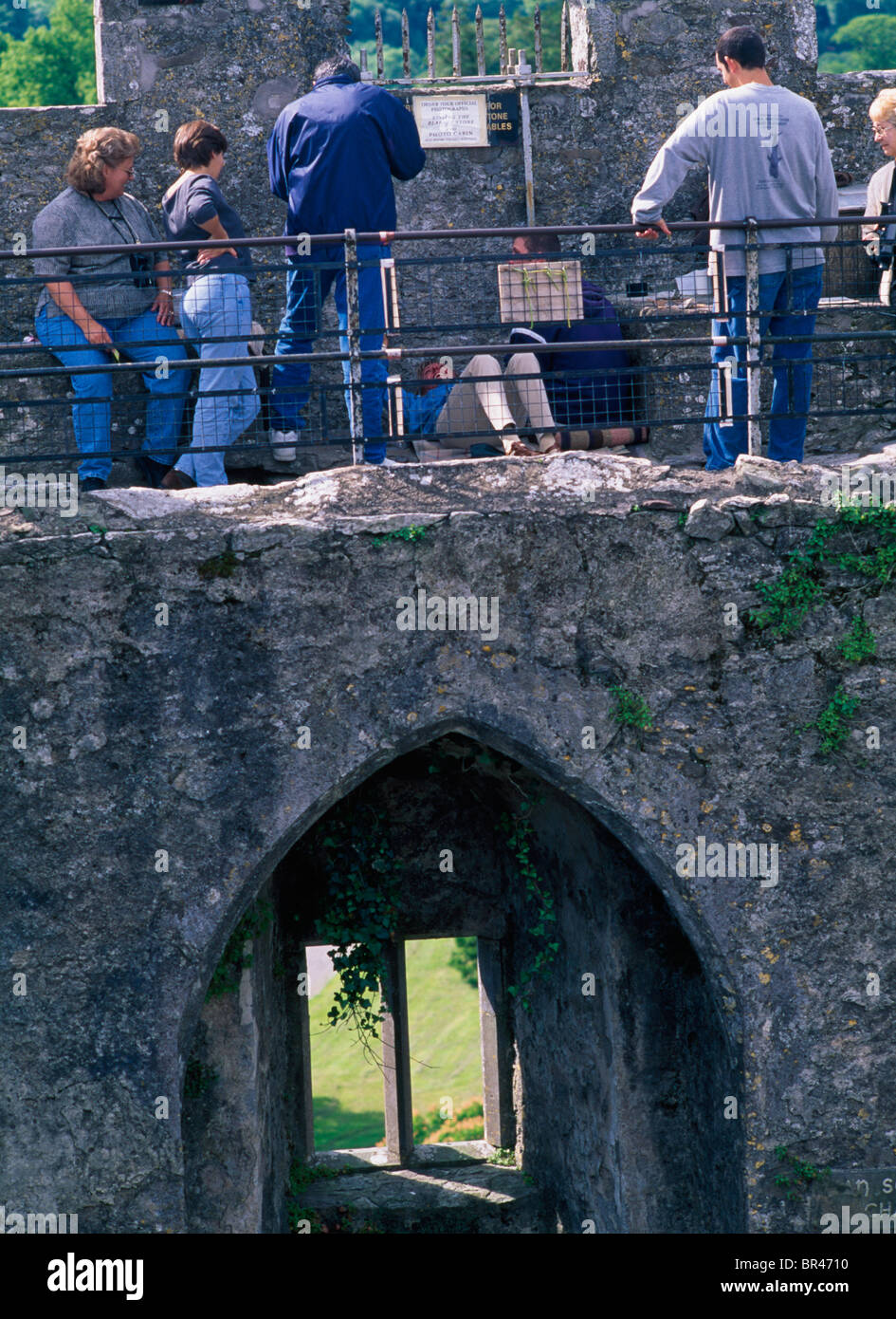Blarney, Co Cork, Ireland, Kissing The Blarney Stone Stock Photo