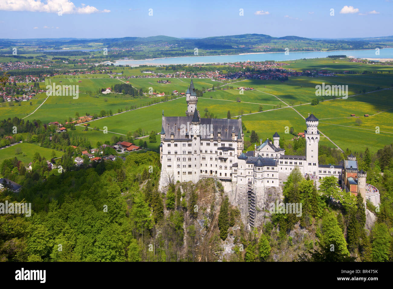 Castle Neuschwanstein and Forggensee, Bavaria, Germany, Europe Stock Photo