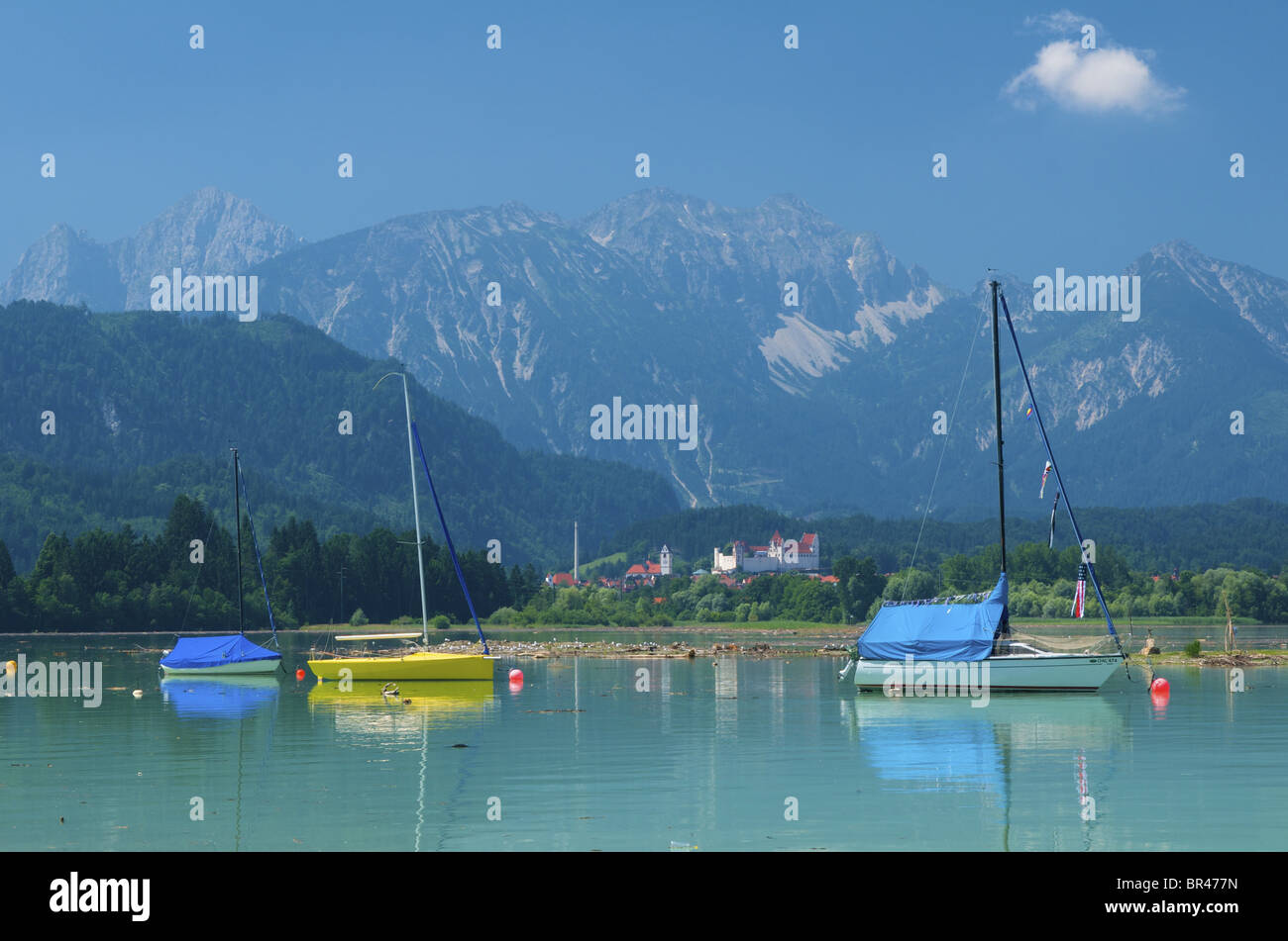 Forggensee and Hohes Schloss, Fuessen, Bavaria, Germany, Europe Stock ...