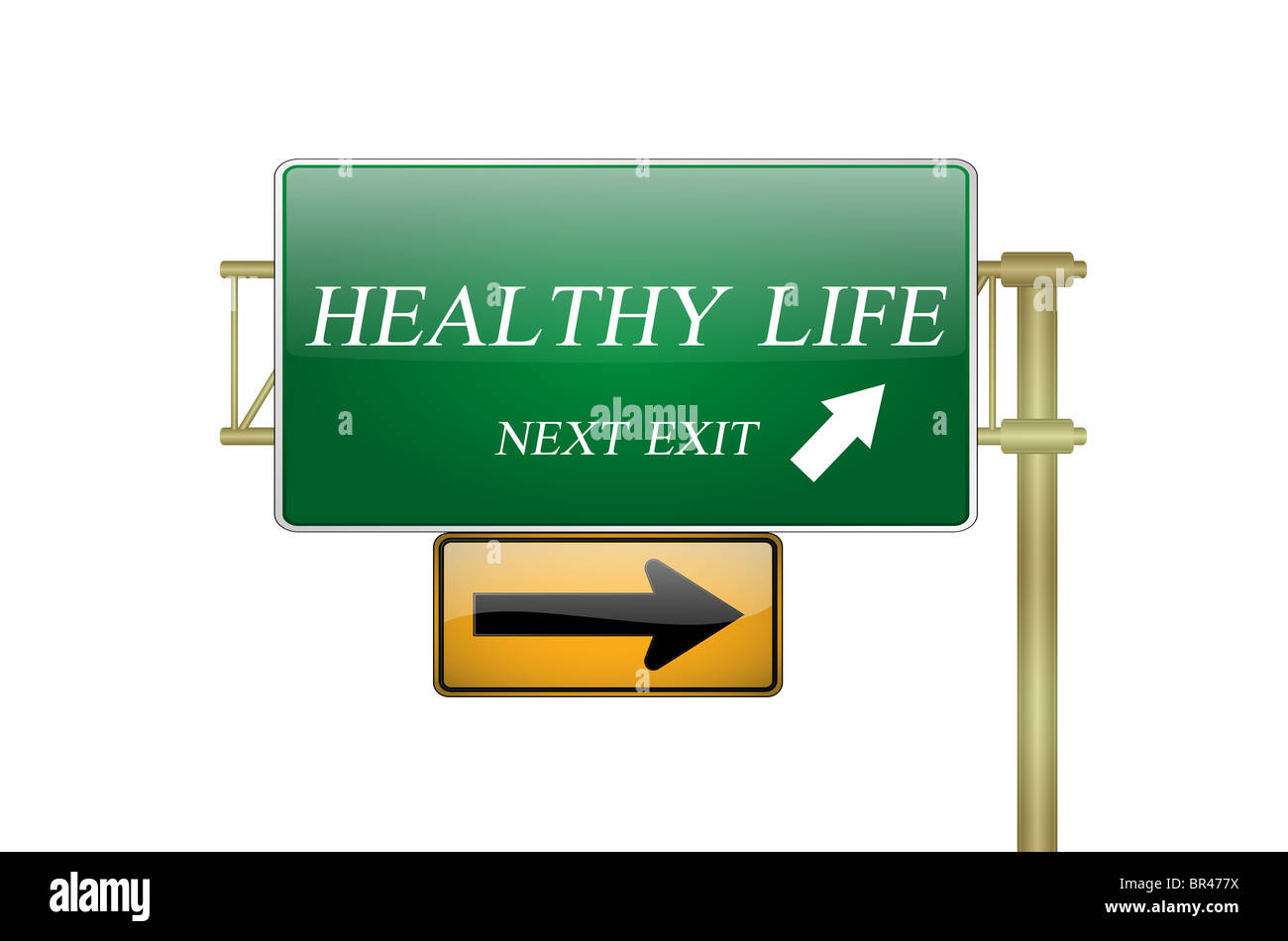 illustrated healthy life next exit signpost isolated on white Stock ...