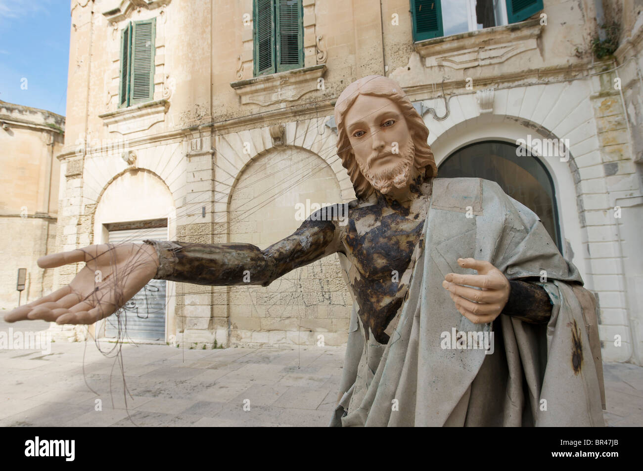 Jesus statue hand crafted  in papier-mache in Lecce, Duomo square Stock Photo