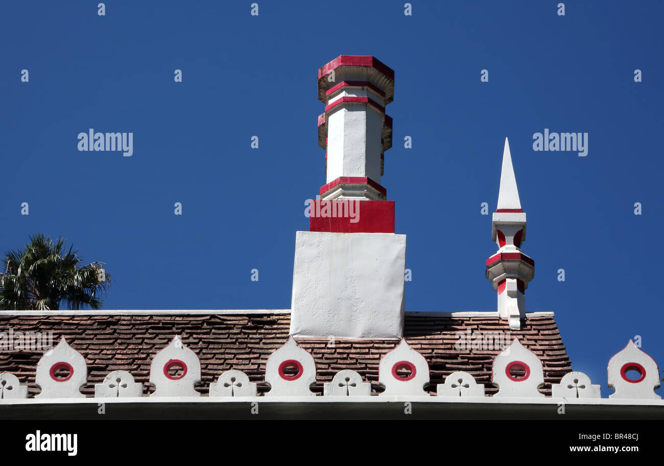 A Chimney detail from the Baldwin House at the Los Angeles County Arboretum in Arcadia, CA Stock Photo