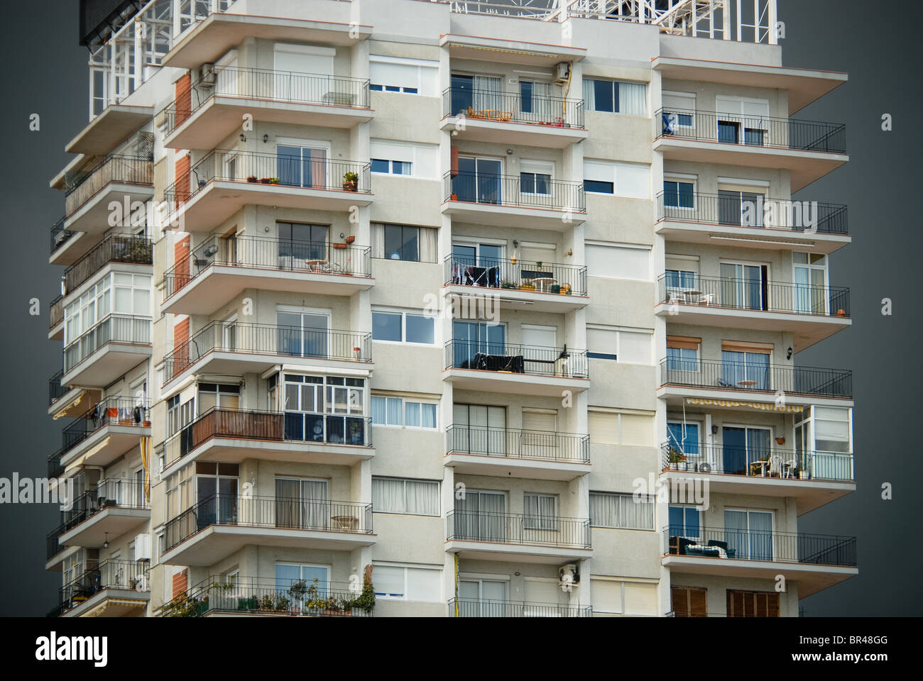 Apartment block of flats on Barcelona coast Stock Photo