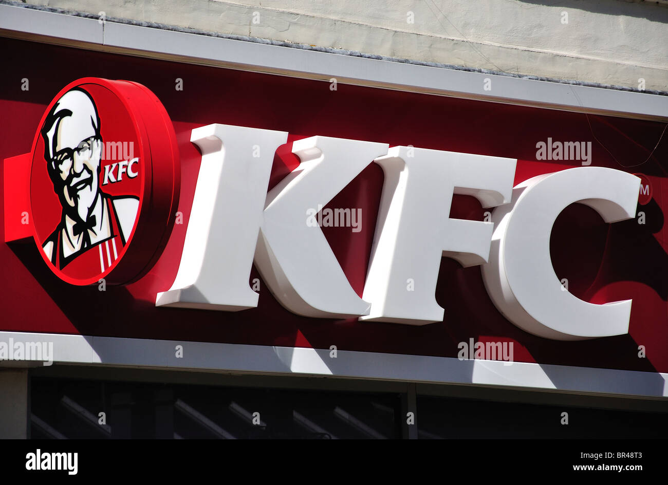 KFC Restaurant sign, High Street, Eastleigh, Hampshire, England, United Kingdom Stock Photo