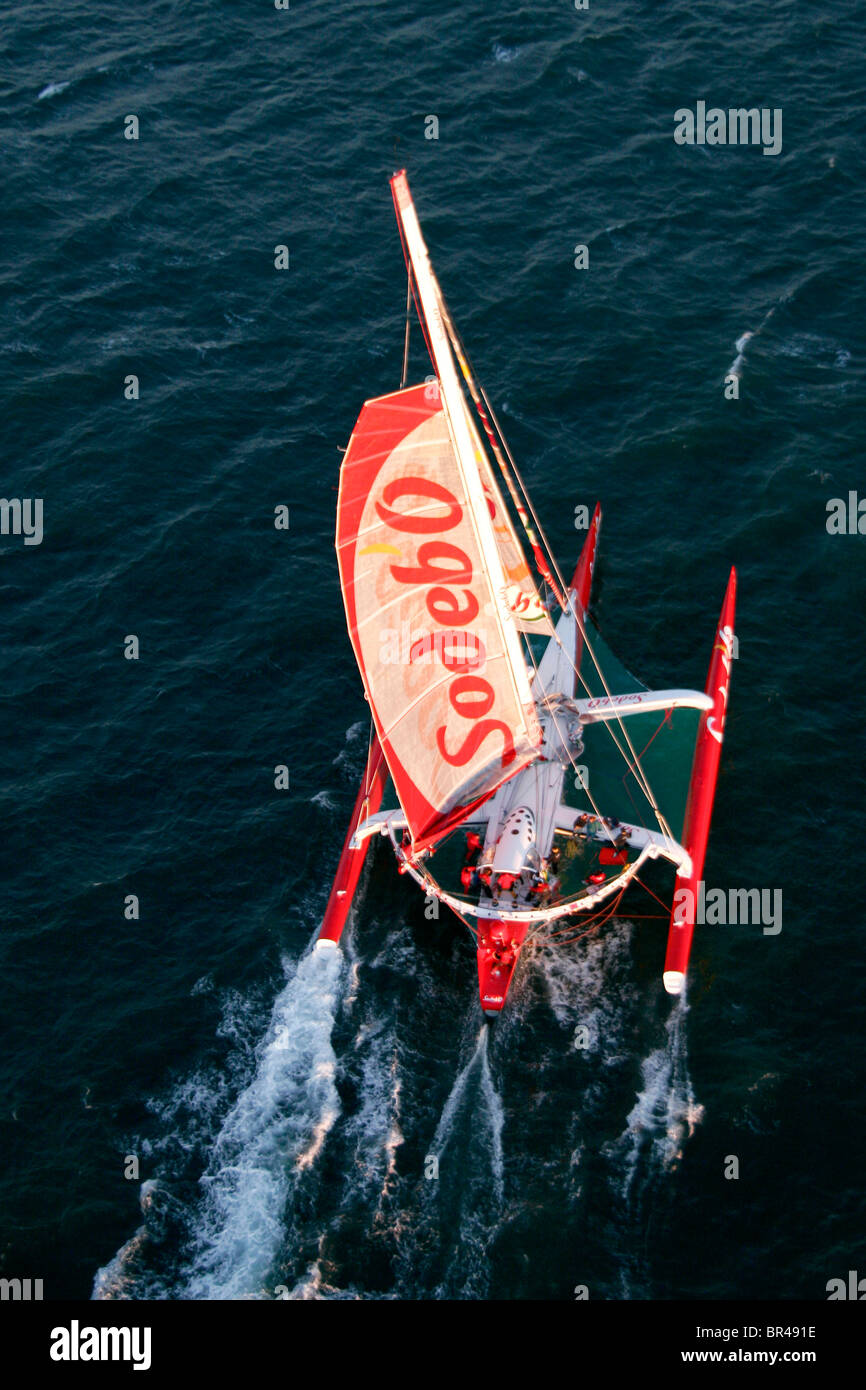 Ocean Racing Trimarans Aerial view of a racing trimaran, Newcastle, New South Wales, Australia ...