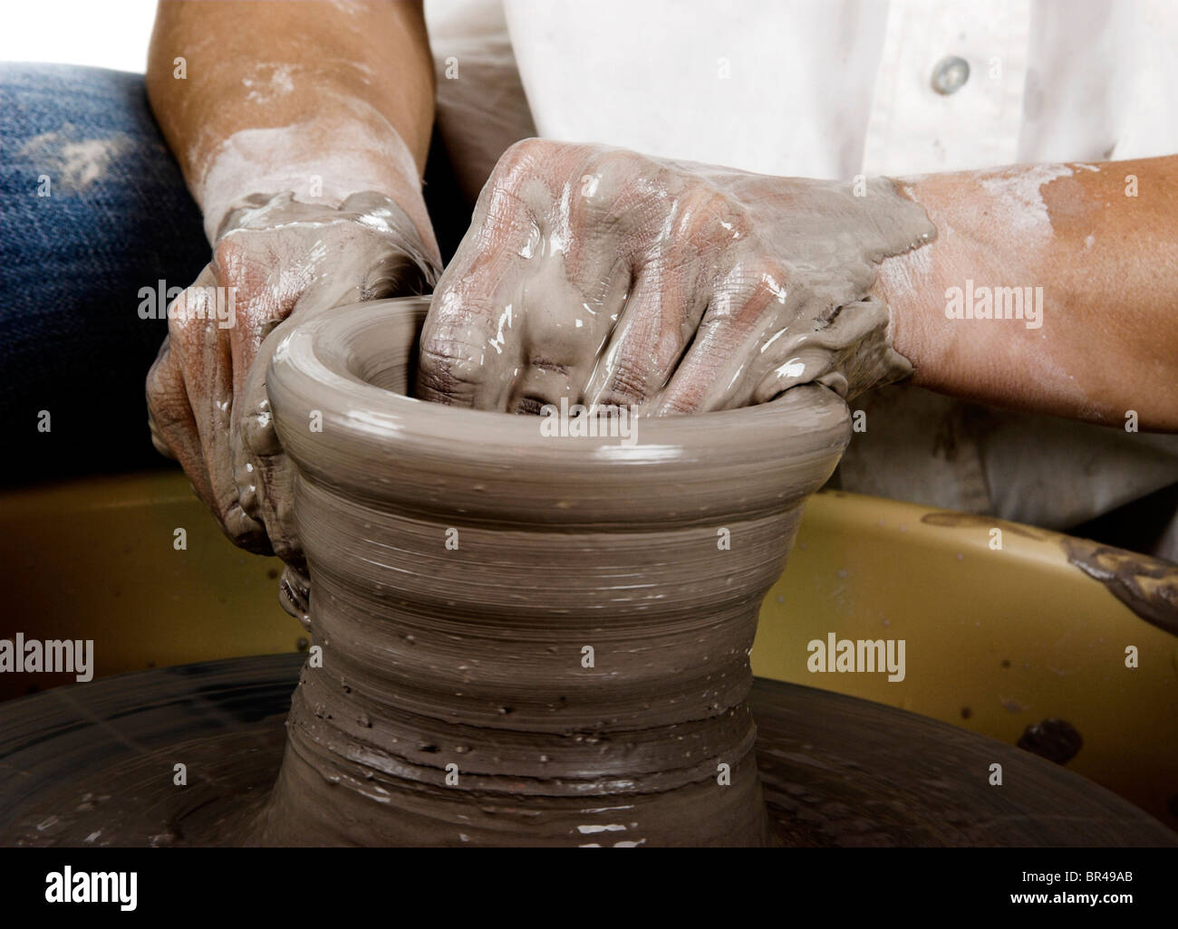 Closeup picture of a potter works a potter's wheel Stock Photo Alamy