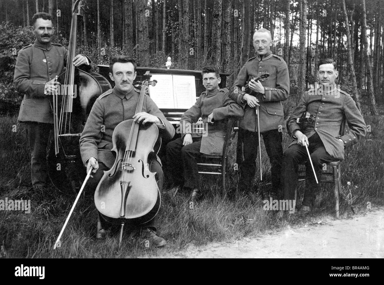 Historical image, military band outdoors, ca. 1926 Stock Photo