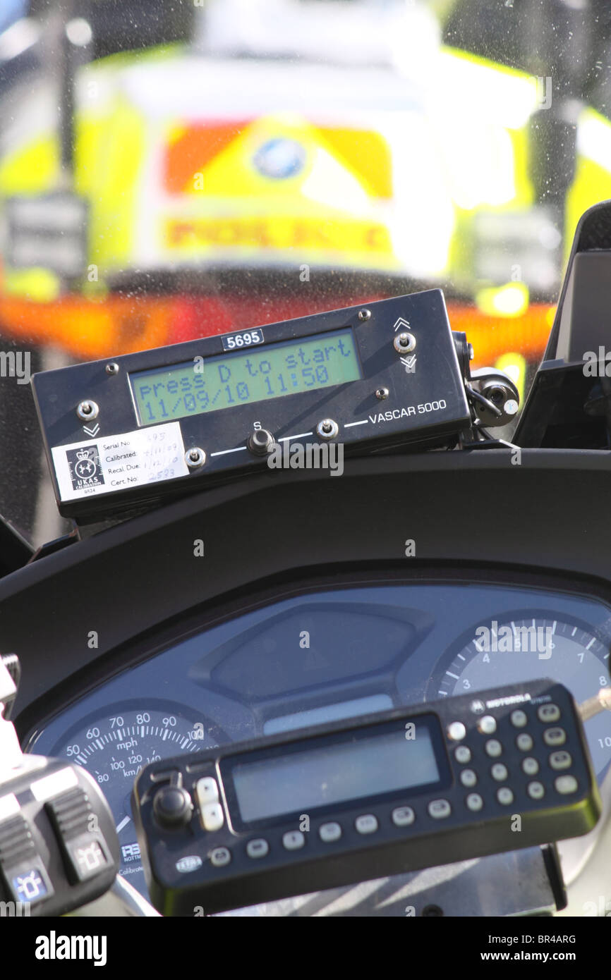 Vascar system mounted on police motorcycle of PSNI (Police Service of Northern Ireland) Stock Photo