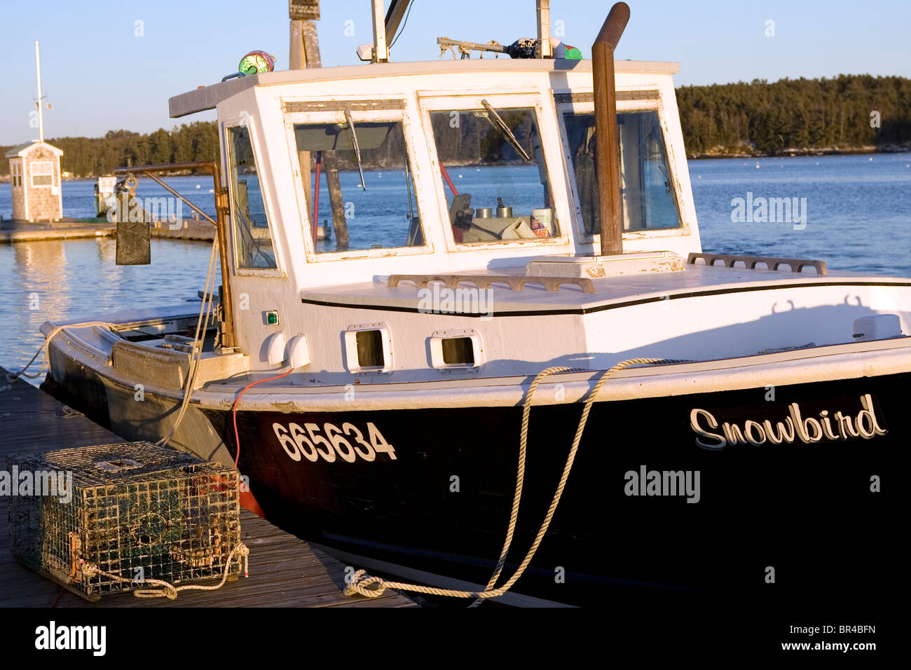 Lobster Boat Docked in Freeport, Maine Stock Photo