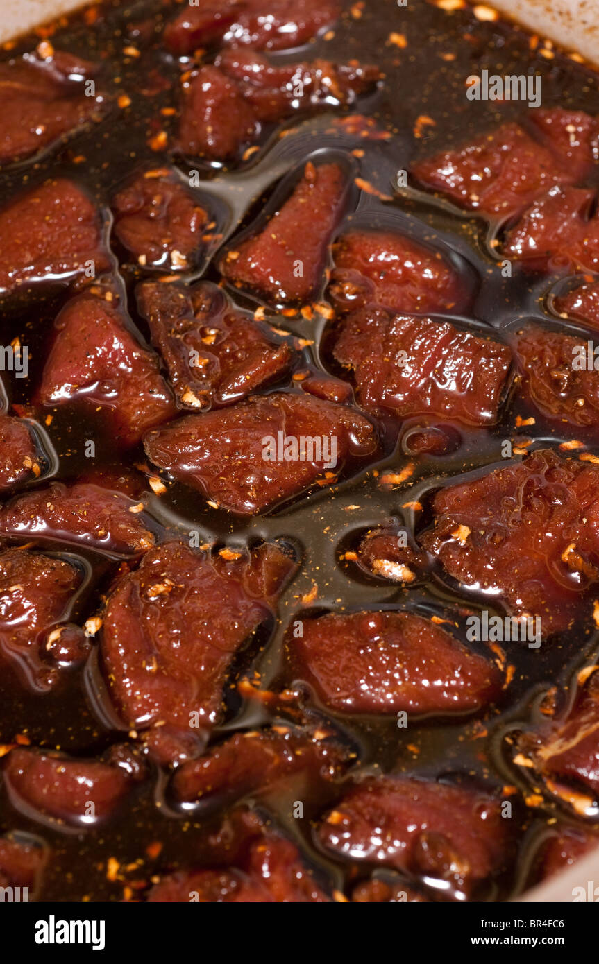 venison jerky in a soy sauce marinade Stock Photo Alamy
