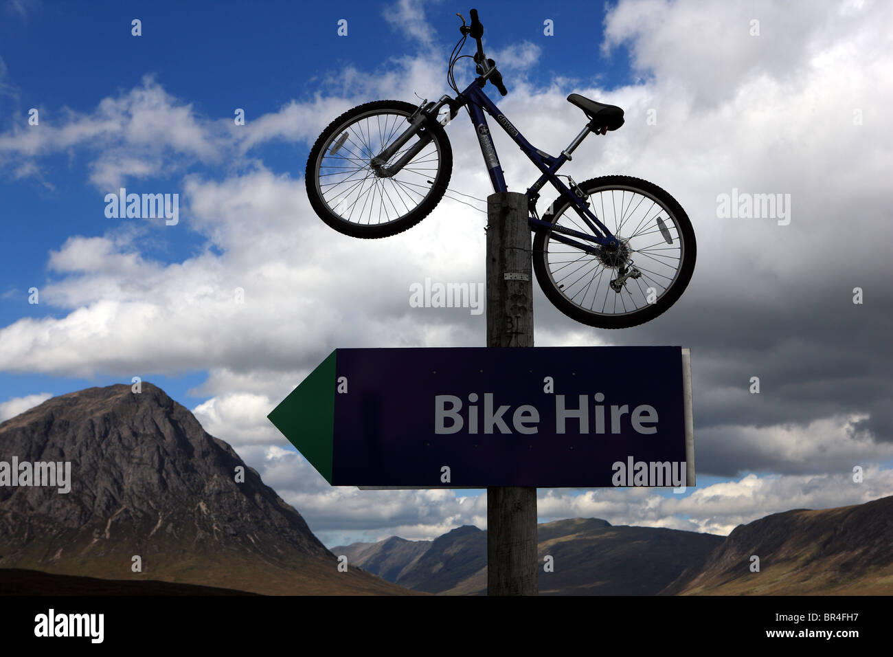 Bike hire sign Stock Photo