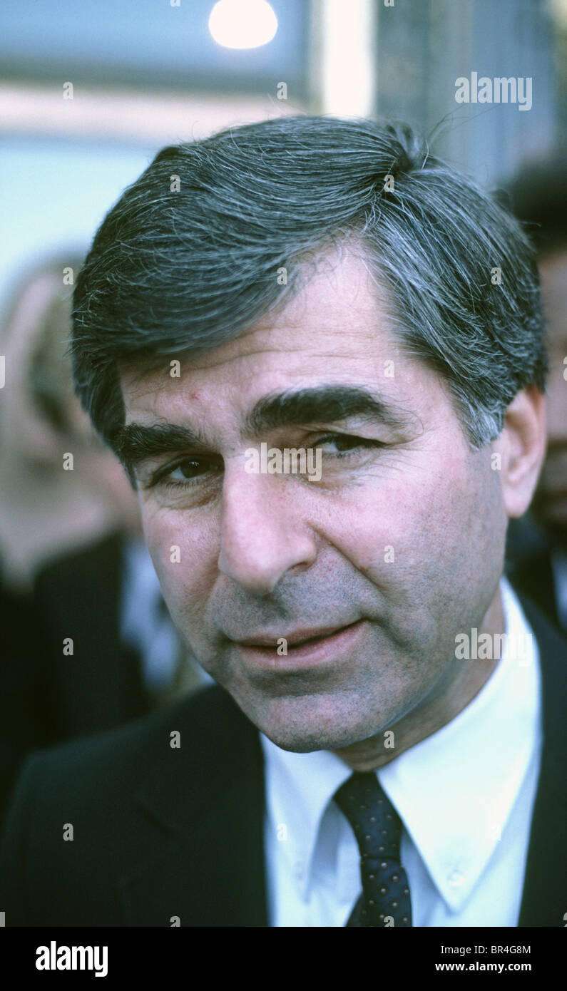 Democratic party candidate for US President, Massachusetts Governor, Michael Dukakis campaigns in California, 1987 Stock Photo