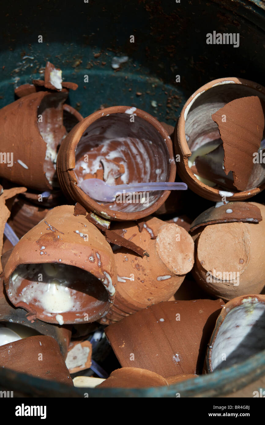 broken indian clay yogurt bowls Stock Photo Alamy