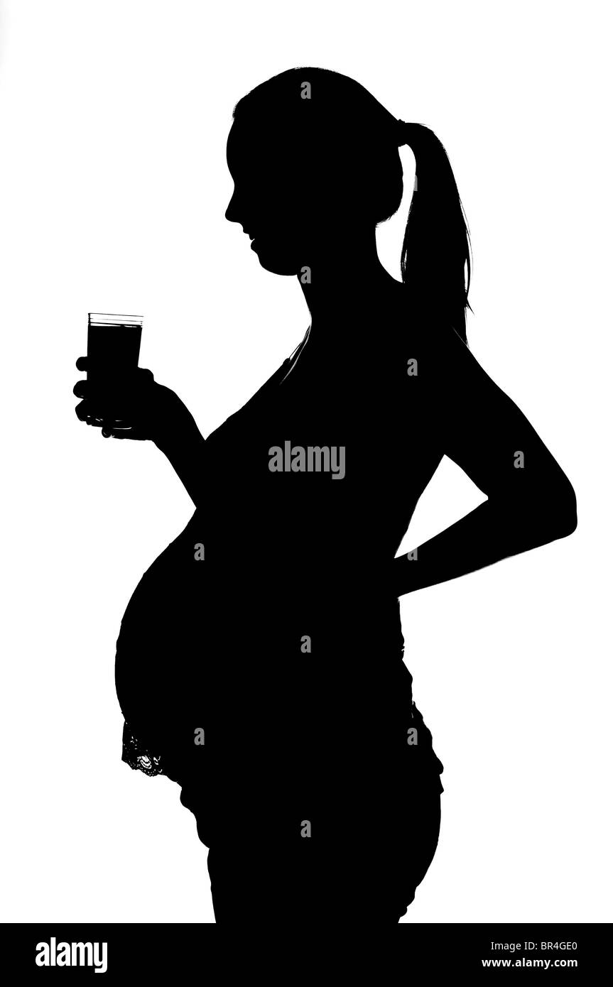 pregnant woman on white background Stock Photo
