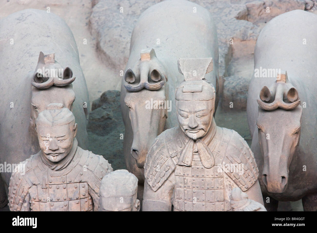 Terra cotta warriors in Emperor Qinshihuangdi's Tomb, Xian, Shaanxi Province, China Stock Photo