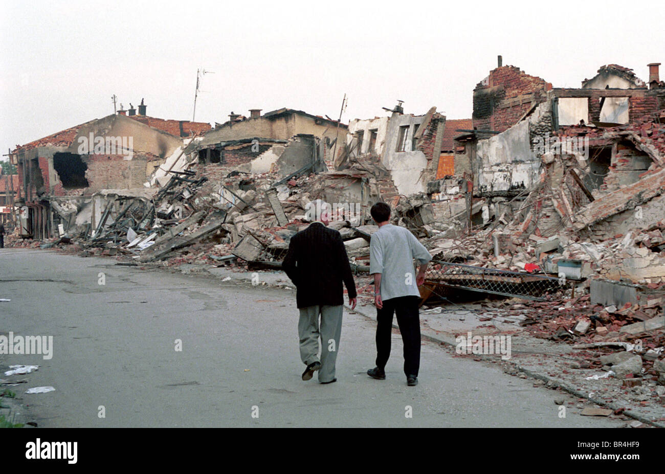 A view of the destruction of Peja, Kosovo. Stock Photo