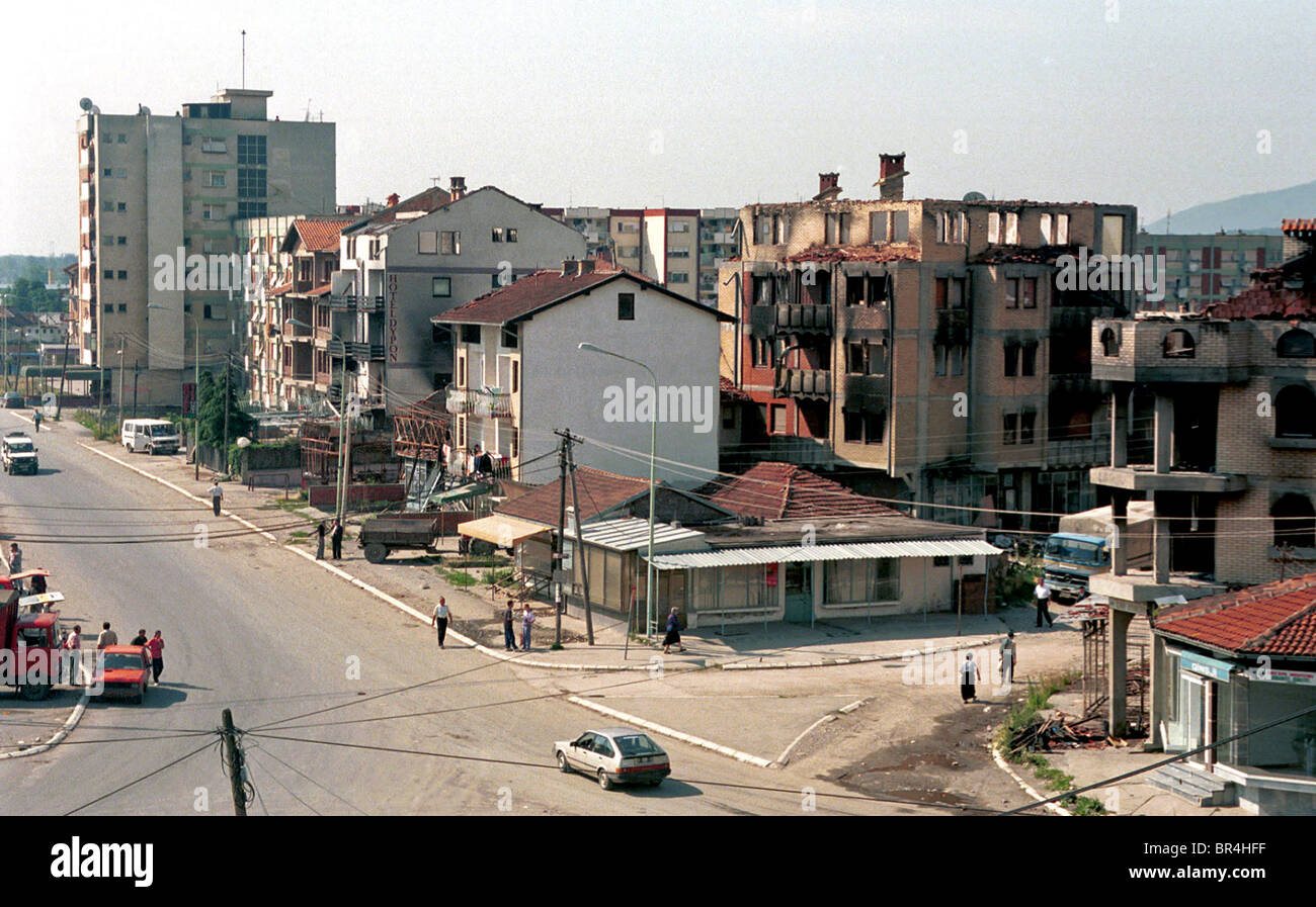 A view of the destruction of Peja, Kosovo. Stock Photo
