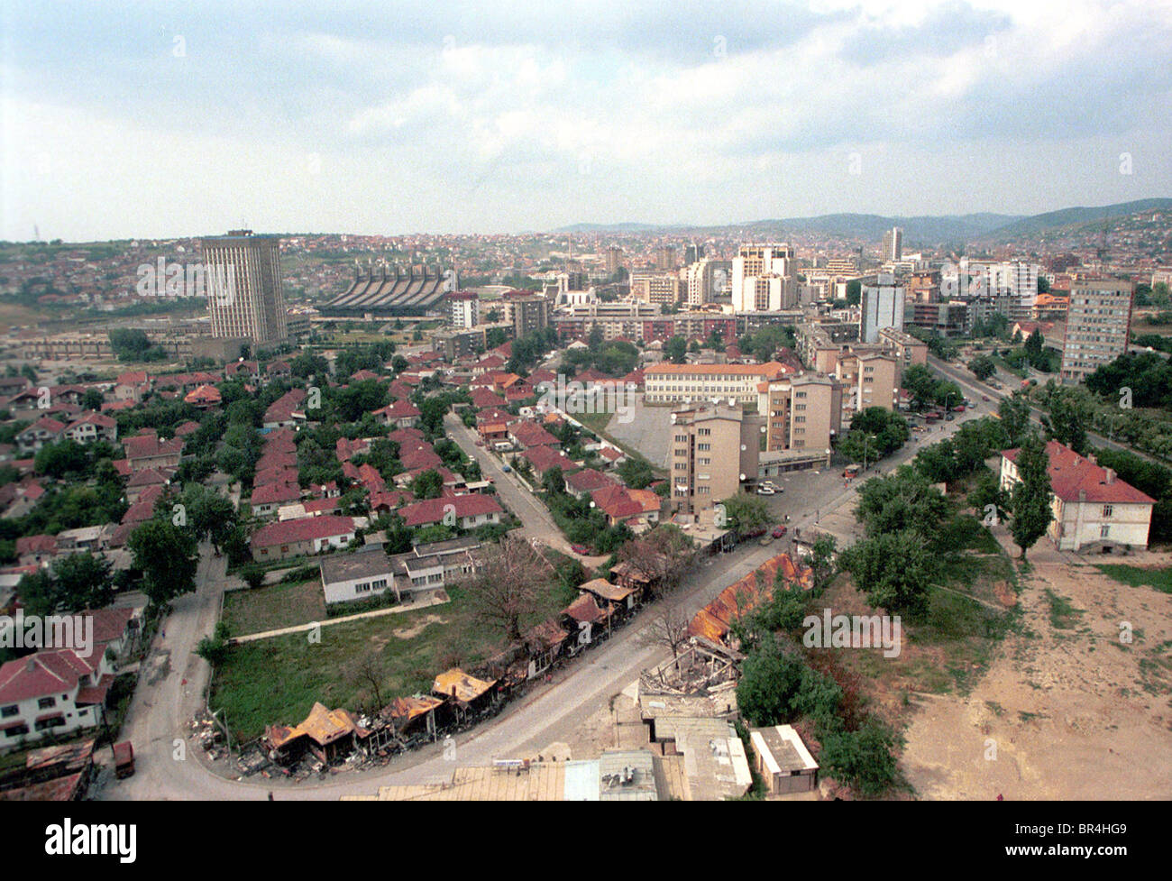 The city of Pristina, Kosovo after 10 days NATO entered. Stock Photo