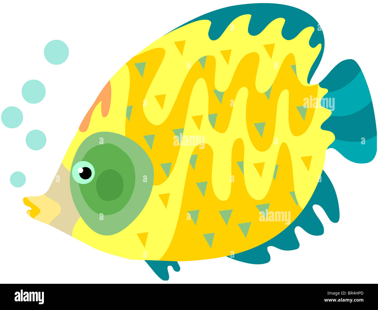 A yellow fish blowing bubbles Stock Photo - Alamy