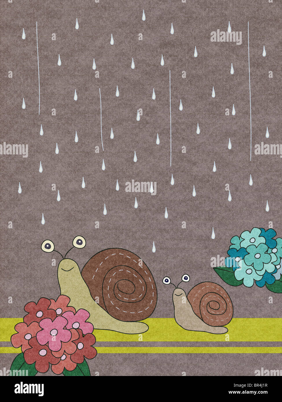Two snails in rain Stock Photo Alamy