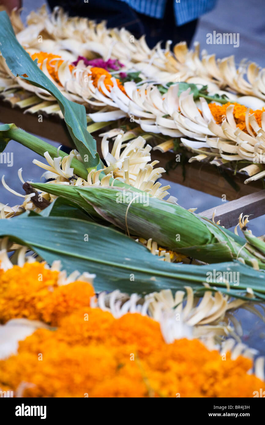 A platform of SACRED CORN in the annual INDEPENDENCE DAY PARADE in September - SAN MIGUEL DE ALLENDE, MEXICO Stock Photo