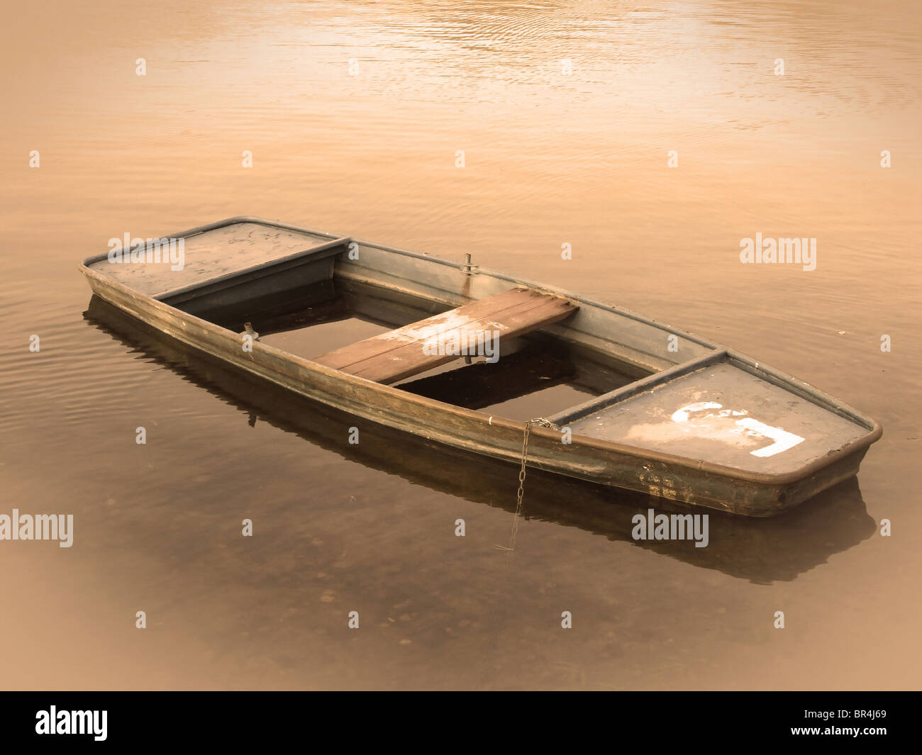 boat on a pond Stock Photo