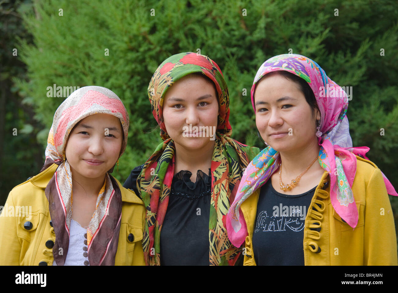 Uighur girls, Hotan, Xinjiang, China Stock Photo