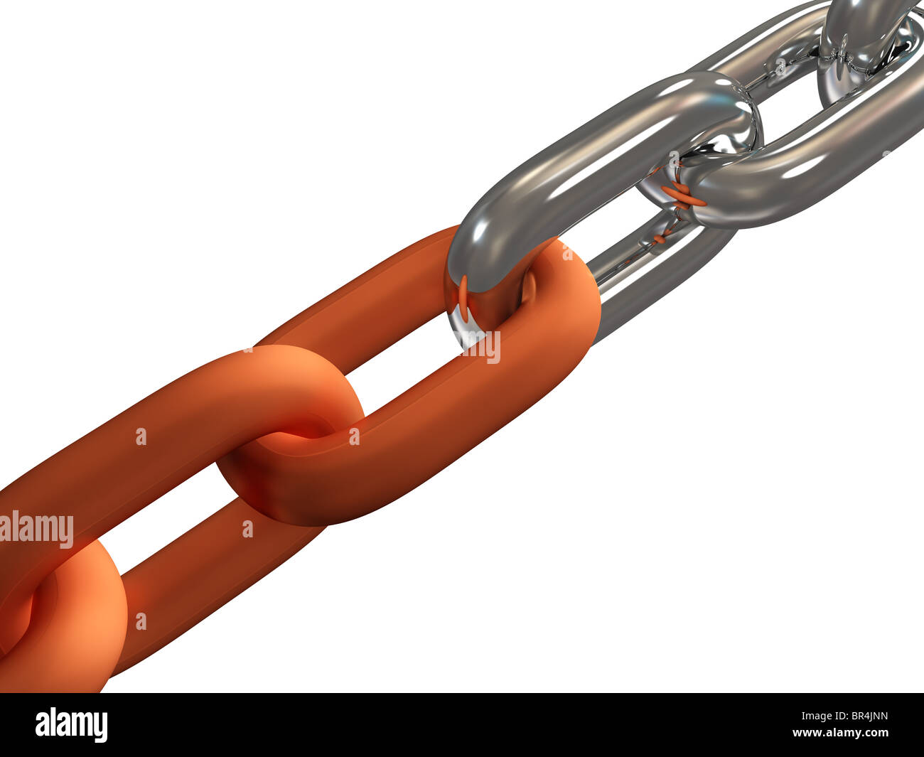 Close up view of links in the chain on white background Stock Photo - Alamy