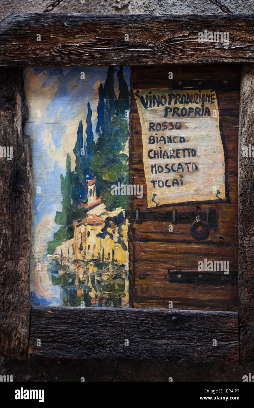 Painting advertising the local winery, Bardolino, Italy Stock Photo
