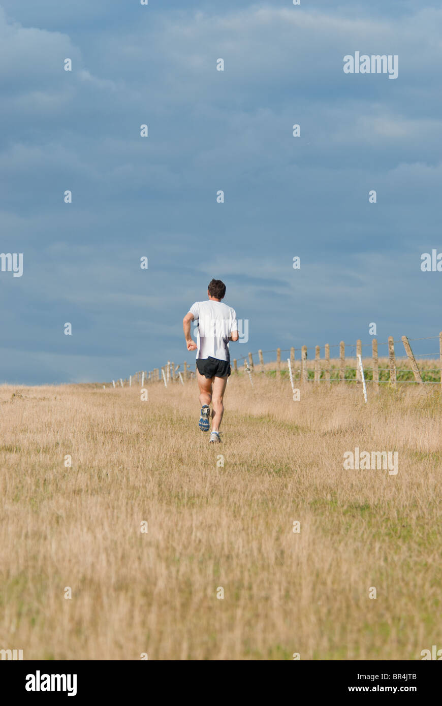 cross country runner running on hills Stock Photo Alamy