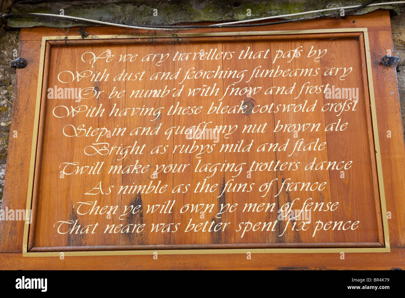 Sign on the Plough Inn in the Cotswold village of Ford, Gloucestershire UK Stock Photo